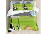 Abakuhaus Set Copripiumino Per Letto Singolo Con Motivo Golf, Cartoon Golf Club, Antiacaro E Anallergico, Con Federa, 155 Cm X 220 Cm - 80 X 80 Cm, Verde Lime Multicolore