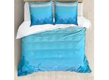 Abakuhaus Set Copripiumino Per Letti Singoli, Paesaggio Sottomarino Con Palme, Antiacaro, Adatto A Chi Soffre Di Allergie, Con Federa, 200 Cm X 200 Cm - 80 X 80 Cm, Azzurro Cielo E Blu Mare
