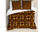 Abakuhaus Set Copripiumino Giallo Marrone Per Letti Singoli, Astratto, Natura, Botanica, Antiacaro, Adatto A Chi Soffre Di Allergie, Con Federa, 155 Cm X 220 Cm - 80 X 80 Cm, Cioccolato Giallo Scuro
