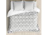 Abakuhaus Set Copripiumino Grigio Per Letti Singoli, Damasco Vittoriano Floreale, Antiacaro, Adatto A Chi Soffre Di Allergie, Con Federa, 155 Cm X 220 Cm - 80 X 80 Cm, Grigio Bianco