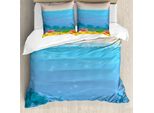Abakuhaus Set Copripiumino Per Letti Singoli, Scena Subacquea Verticale, Antiacaro, Adatto A Chi Soffre Di Allergie, Con Federa, 155 Cm X 220 Cm - 80 X 80 Cm, Blu Cielo Profondo Multicolore