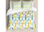 Abakuhaus Set Copripiumino Per Letto Singolo, Summer Art Frutta Esotica, Antiacaro, Adatto A Chi Soffre Di Allergie, Con Federa, 200 Cm X 200 Cm - 80 X 80 Cm, Bianco Multicolore