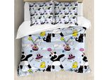 Abakuhaus Set Copripiumino Extraterrestre Per Letti Singoli, Stile Doodle, Layout Funky, Antiacaro, Adatto A Chi Soffre Di Allergie, Con Federa, 200 Cm X 200 Cm - 80 X 80 Cm, Multicolore