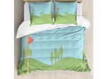 Abakuhaus Set Copripiumino Per Letto Singolo Con Motivo Golf, Buco E Bandiera, Antiacaro, Adatto A Chi Soffre Di Allergie, Con Federa, 200 Cm X 200 Cm - 80 X 80 Cm, Blu Verde
