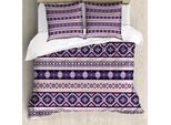 Abakuhaus Set Copripiumino Azteco Per Letti Singoli, Motivo Geometrico Aborigeno, Antiacaro, Adatto A Chi Soffre Di Allergie, Con Federa, 155 Cm X 220 Cm - 80 X 80 Cm, Champagne Dark Purple