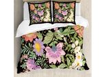 Abakuhaus Set Copripiumino Per Letto Singolo, Fiori Sbocciati, Antiacaro, Adatto A Chi Soffre Di Allergie, Con Federa, 200 Cm X 200 Cm - 80 X 80 Cm, Marrone Scuro Multicolore