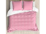 Abakuhaus Set Copripiumino Astratto Per Letti Singoli, Decorazioni Retrò Colorate, Antiacaro, Adatto A Chi Soffre Di Allergie, Con Federa, 200 Cm X 200 Cm - 80 X 80 Cm, Rosa Pastello-Rosa