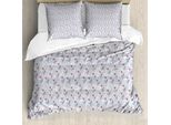Abakuhaus Set Copripiumino Botanico Per Letti Singoli, Fiori Vintage Innocenti, Antiacaro, Adatto A Chi Soffre Di Allergie, Con Federa, 200 Cm X 200 Cm - 80 X 80 Cm, Ceil Blu, Grigio, Rosa