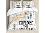Abakuhaus Jungle Nursery Set Copripiumino Per Letti Singoli, Coniglietto Saltellante Botanik, Antiacaro, Adatto A Chi Soffre Di Allergie, Con Federa, 200 Cm X 200 Cm - 80 X 80 Cm, Bianco E Multicolore