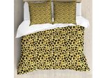 Abakuhaus Set Copripiumino Giallo Marrone Per Letti Singoli, Stampa Leopardata, Antiacaro, Adatto A Chi Soffre Di Allergie, Con Federa, 155 Cm X 220 Cm - 80 X 80 Cm, Giallo Pastello Malva Scuro