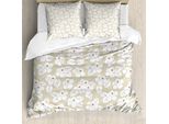 Abakuhaus Luau Set Copripiumino Per Letti Singoli, Disegni Di Ibisco A Pois, Antiacaro, Adatto A Chi Soffre Di Allergie, Con Federa, 200 Cm X 200 Cm - 80 X 80 Cm, Beige Bianco