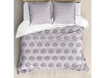 Abakuhaus Set Copripiumino Per Letti Singoli, Fiori E Pois Disegnati A Mano, Antiacaro, Adatto A Chi Soffre Di Allergie, Con Federa, 200 Cm X 200 Cm - 80 X 80 Cm, Malva Chiaro Grigio Antracite