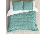 Abakuhaus Set Copripiumino Tropicale Per Letti Singoli, Jungle Leaves Disegnato A Mano, Antiacaro, Adatto A Chi Soffre Di Allergie, Con Federa, 155 Cm X 220 Cm - 80 X 80 Cm, Seafoam Turquoise
