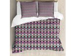 Abakuhaus Set Copripiumino Art DéCo Per Letti Singoli, Motivi Ritmici Colorati, Antiacaro, Adatto A Chi Soffre Di Allergie, Con Federa, 200 Cm X 200 Cm - 80 X 80 Cm, Verde Mare Fucsia
