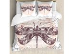 Abakuhaus Set Copripiumino Etnico Per Letti Singoli, Libelle Mandala, Antiacaro, Adatto A Chi Soffre Di Allergie, Con Federa, 155 Cm X 220 Cm - 80 X 80 Cm, Melanzana Rosa Pallido