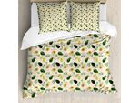 Abakuhaus Set Copripiumino Per Letto Singolo, Avocado, Frutta Tagliata A Fette Intere, Antiacaro, Adatto A Chi Soffre Di Allergie, Con Federa, 200 Cm X 200 Cm - 80 X 80 Cm, Champagne E Multicolore