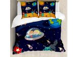 Abakuhaus Set Copripiumino Extraterrestre Per Letti Singoli, Tema Spaziale Galaxy Per Bambini, Antiacaro, Adatto A Chi Soffre Di Allergie, Con Federa, 200 Cm X 200 Cm - 80 X 80 Cm, Multicolore