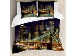 Abakuhaus Nyc Set Copripiumino Per Letto Singolo, NäChtlicher Picturesque, Antiacaro, Adatto A Chi Soffre Di Allergie, Con Federa, 200 Cm X 200 Cm - 80 X 80 Cm, Viola Scuro Multicolore