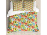 Abakuhaus Set Copripiumino Extraterrestre Per Letti Singoli, Scritta Doodle Beasts Wow, Antiacaro, Adatto A Chi Soffre Di Allergie, Con Federa, 200 Cm X 200 Cm - 80 X 80 Cm, Multicolore