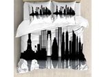 Abakuhaus Nyc Set Copripiumino Per Letti Singoli, Stile Monotono Monumenti, Antiacaro, Adatto A Chi Soffre Di Allergie, Con Federa, 200 Cm X 200 Cm - 80 X 80 Cm, Grigio Antracite Bianco