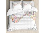 Abakuhaus Set Copripiumino Per Letti Singoli, Bandiera Con Onde Colorate, Antiacaro E Anallergico Con Federa, 200 Cm X 200 Cm - 80 X 80 Cm, Grigio Chiaro E Multicolore