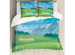 Abakuhaus Set Copripiumino Per Letto Singolo Con Motivo Golf, Antiacaro, Adatto A Chi Soffre Di Allergie, Con Federa, 200 Cm X 200 Cm - 80 X 80 Cm, Verde Blu