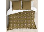 Abakuhaus Set Copripiumino Astratto Per Letti Singoli, Tonalità Terra Motivi Antichi, Antiacaro Adatto A Chi Soffre Di Allergie Con Federa, 200 Cm X 200 Cm - 80 X 80 Cm, Pale Terra Giallo Taupe