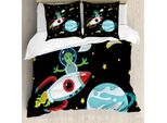 Abakuhaus Set Copripiumino Per Letti Singoli, Extraterrestri Ciao, Antiacaro Adatto A Chi Soffre Di Allergie Con Federa, 200 Cm X 200 Cm - 80 X 80 Cm, Multicolore