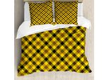 Abakuhaus Set Copripiumino Giallo Marrone Per Letti Singoli, Federa A Righe, Antiacaro, Adatto A Chi Soffre Di Allergie, Con Federa Per Cuscino, 155 Cm X 220 Cm - 80 X 80 Cm, Senape Umbra