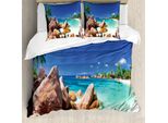 Abakuhaus Set Copripiumino Estivo Scenic Per Letti Singoli, Costa Panoramica, Antiacaro, Adatto A Chi Soffre Di Allergie, Con Federa, 155 Cm X 220 Cm - 80 X 80 Cm, Blu Persiano Multicolore