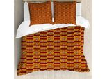 Abakuhaus Set Copripiumino Geometrico Per Letti Singoli, Stile Vintage Triangoli, Antiacaro, Adatto A Chi Soffre Di Allergie, Con Federa, 155 Cm X 220 Cm - 80 X 80 Cm, Terra Giallo Verde