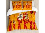 Abakuhaus Set Copripiumino Per Letto Singolo, Capodanno Cinese, Antiacaro, Adatto A Chi Soffre Di Allergie, Con Federa, 200 Cm X 200 Cm - 80 X 80 Cm, Arancione Vermiglio