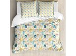 Abakuhaus Jungle Nursery Set Copripiumino Per Letti Singoli, Simpatici Animaletti, Antiacaro, Adatto A Chi Soffre Di Allergie, Con Federa, 155 Cm X 220 Cm - 80 X 80 Cm, Color Crema E Multicolore