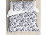 Abakuhaus Set Copripiumino Grigio Per Letti Singoli, Motivo Floreale Vintage Con Rose, Antiacaro E Anallergico, Con Federa, 200 Cm X 200 Cm - 80 X 80 Cm, Grigio Bianco