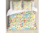 Abakuhaus Set Copripiumino Per Letto Singolo, Baby Food Banana Anguria, Antiacaro, Adatto A Chi Soffre Di Allergie, Con Federa, 200 Cm X 200 Cm - 80 X 80 Cm, Multicolore
