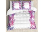 Abakuhaus Set Copripiumino A Farfalla Per Letti Singoli, Fantasia Dai Colori Vivaci, Antiacaro, Adatto A Chi Soffre Di Allergie, Con Federa, 200 Cm X 200 Cm - 80 X 80 Cm, Rosa, Lilla, Grigio