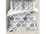 Abakuhaus Set Copripiumino Per Letti Singoli, Fiori Di Ibisco Vintage, Antiacaro, Adatto A Chi Soffre Di Allergie, Con Federa, 200 Cm X 200 Cm - 80 X 80 Cm, Viola Blu Pallido Taupe