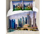 Abakuhaus Singapore Set Copripiumino Per Letto Singolo, Panorama Urbano Picturesque, Antiacaro, Adatto A Chi Soffre Di Allergie, Con Federa, 200 Cm X 200 Cm - 80 X 80 Cm, Multicolore