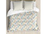 Abakuhaus Jungle Nursery Set Copripiumino Per Letti Singoli, Uccelli Scandinavi, Antiacaro, Adatto A Chi Soffre Di Allergie, Con Federa, 155 Cm X 220 Cm - 80 X 80 Cm, Guscio D'uovo E Multicolore