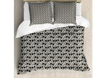 Abakuhaus Set Copripiumino Per Letto Singolo, Motivo Floreale, Antiacaro E Anallergico, Con Federa, 155 Cm X 220 Cm - 80 X 80 Cm, Grigio Antracite E Polvere