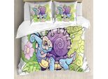 Abakuhaus Set Copripiumino Per Letto Singolo, Divertenti Foglie Floreali, Antiacaro, Adatto A Chi Soffre Di Allergie, Con Federa, 155 Cm X 220 Cm - 80 X 80 Cm, Multicolore