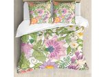 Abakuhaus Set Copripiumino Per Letto Singolo, Fiori Pastello Nostalgici, Antiacaro, Adatto A Chi Soffre Di Allergie, Con Federa, 200 Cm X 200 Cm - 80 X 80 Cm, Multicolore