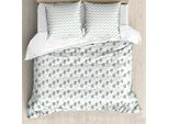 Abakuhaus Jungle Nursery Set Copripiumino Per Letti Singoli, Procioni Alberi Nuvole, Antiacaro Adatto A Chi Soffre Di Allergie Con Federa, 200 Cm X 200 Cm - 80 X 80 Cm, Bianco Multicolore
