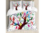 Abakuhaus Set Copripiumino Per Letti Singoli, Motivo Alberi Colorati, Antiacaro, Adatto A Chi Soffre Di Allergie, Con Federa, 200 Cm X 200 Cm - 80 X 80 Cm, Cacao Scuro Multicolore