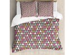 Abakuhaus Set Copripiumino Astratto Per Letti Singoli, Triangoli Vintage Colorati, Antiacaro, Adatto A Chi Soffre Di Allergie, Con Federa, 155 Cm X 220 Cm - 80 X 80 Cm, Multicolore
