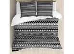 Abakuhaus Set Copripiumino Azteco Per Letti Singoli, Geometrico Tribale Monocromatico, Antiacaro, Adatto A Chi Soffre Di Allergie, Con Federa, 155 Cm X 220 Cm - 80 X 80 Cm, Grigio Antracite E Bianco