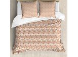 Abakuhaus Set Copripiumino Per Letti Singoli, Articoli Botanici E Settori, Antiacaro, Adatto A Chi Soffre Di Allergie, Con Federa, 155 Cm X 220 Cm - 80 X 80 Cm, Warm Taupe Paprika