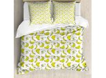 Abakuhaus Set Copripiumino Per Letto Singolo, Disegno Di Frutta Intera Sbucciata, Antiacaro, Adatto A Chi Soffre Di Allergie, Con Federa, 200 Cm X 200 Cm - 80 X 80 Cm, Giallo, Scuro, Seppia