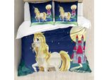 Abakuhaus Set Copripiumino Per Letto Singolo, Unicorno E Fortezza Gotica, Antiacaro, Adatto A Chi Soffre Di Allergie, Con Federa, 155 Cm X 220 Cm - 80 X 80 Cm, Multicolore