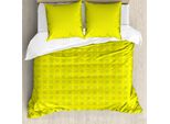 Abakuhaus Set Copripiumino Astratto Per Letti Singoli, Quadrati Monotoni Rotondi, Antiacaro, Adatto A Chi Soffre Di Allergie, Con Federa, 155 Cm X 220 Cm - 80 X 80 Cm, Giallo, Verde, Giallo